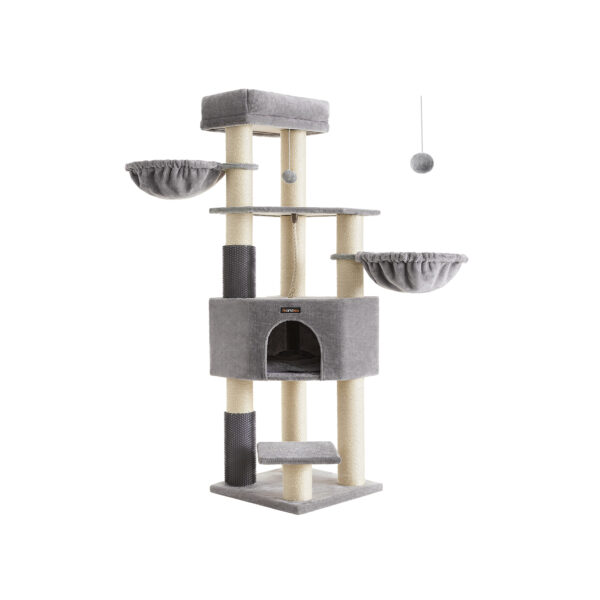 Kačių draskyklė 50x50x160cm., pilkos/smėlio spalvos