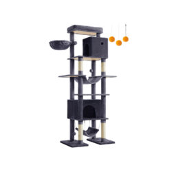 Kačių draskyklė 78x48x201cm., tamsiai pilkos/smėlio spalvos