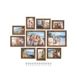 Rinkinys iš 10 nuotraukų rėmelių, rudos spalvos