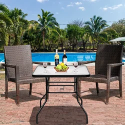 Lauko stalas 81x81x71cm., juodos spalvos