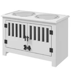 Dubenėliai su stovu PawHut 60x30x43cm., baltos/sidabrinės spalvos