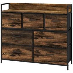 Komoda Homcom 98x29x85cm., rudos/juodos spalvos