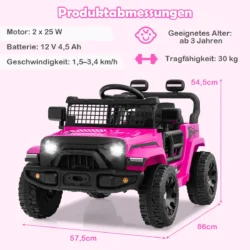 Vaikiškas elektrinis automobilis 86x57,5x54,5cm., rožinės/juodos spalvos