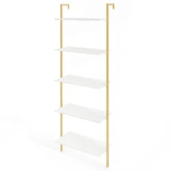 Pastatoma lentyna 64x30x178cm., baltos/auksinės spalvos