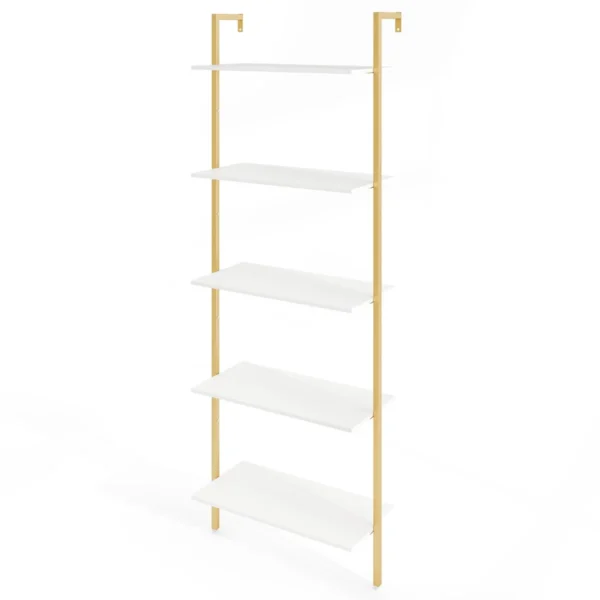 Pastatoma lentyna 64x30x178cm., baltos/auksinės spalvos