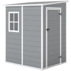 Sodo sandėliukas Outsunny 122x149x192cm., pilkos/baltos spalvos