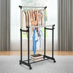 Drabužių kabykla 86x43x168cm., juodos/sidabrinės spalvos