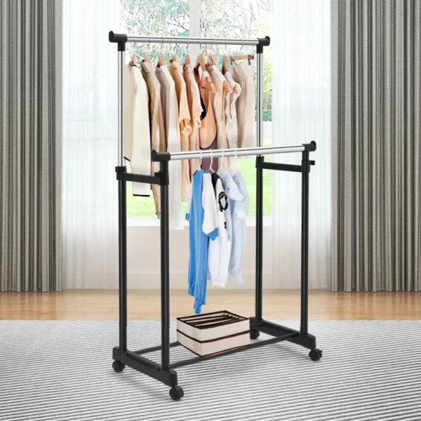 Drabužių kabykla 86x43x168cm., juodos/sidabrinės spalvos