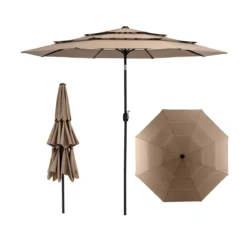 Lauko skėtis 306x306x252cm., rudos/juodos spalvos
