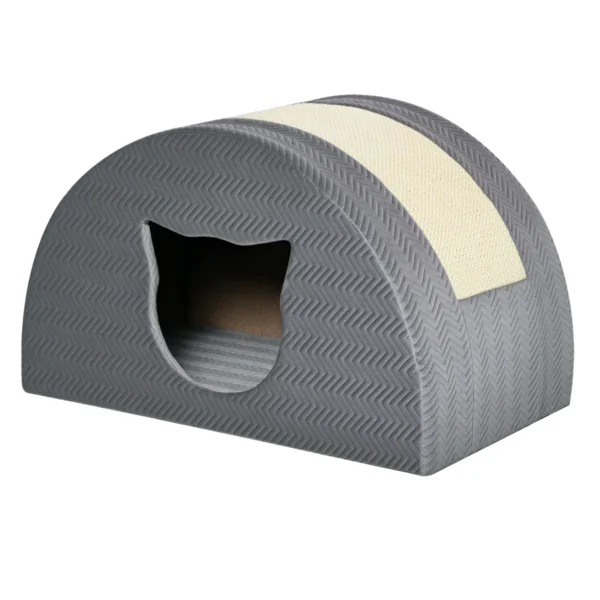 Kačių namelis PawHut 48,5x30x30cm., pilkos/smėlio spalvos 