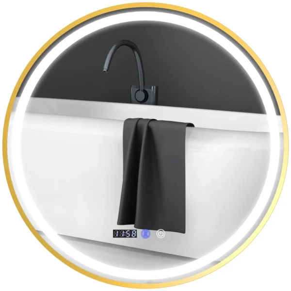 Vonios veidrodis su LED apšvietimu Homcom 60x3,5x60cm., auksinės spalvos 