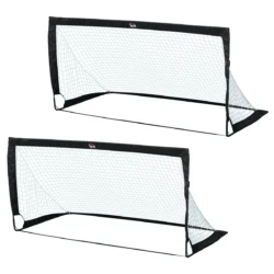 Rinkinys iš 2 futbolo vartų vaikams Homcom 186x89x90cm., juodos spalvos