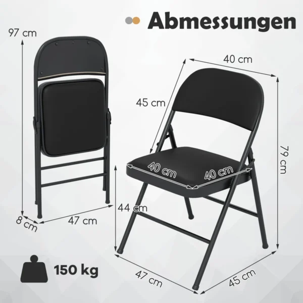 4klappsthlegartenstuhlklappbarcampingstuhlkunstledermitmetallrahmenesszimmerthlegepolstertbis150kgbelastbarschwarz_image_4.webp