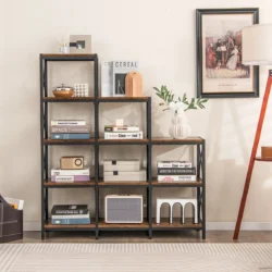 Pastatoma lentyna 115x30x130cm., rudos/juodos spalvos