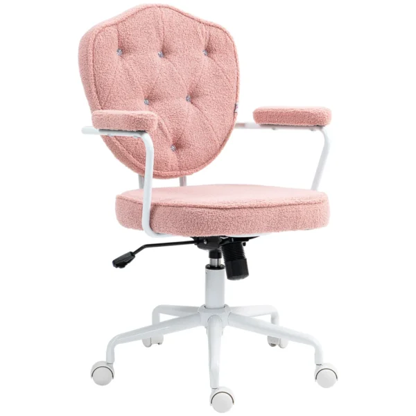 Biuro kėdė Homcom 63x61,5x101cm., rožinės/baltos spalvos