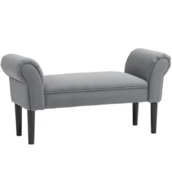 Minkštas suolas Homcom 102x36x51cm., pilkos/juodos spalvos