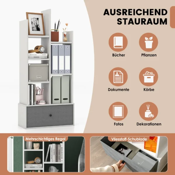 Pastatoma lentyna 53x24x118cm., baltos/pilkos spalvos