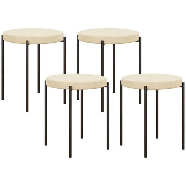 Rinkinys iš 4 taburečių Homcom 41,5x41,5x46cm., kreminės/juodos spalvos