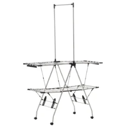 Drabužių džiovyklė Homcom 138,5x63x208cm., sidabrinės/juodos spalvos