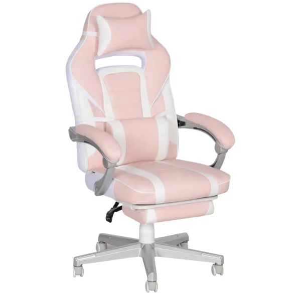Žaidimų kėdė Homcom 63x63x123cm., rožinės/baltos spalvos