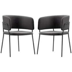 Rinkinys iš 2 valgomojo kėdžių Homcom 57x53x73cm., tamsiai pilkos/juodos spalvos 