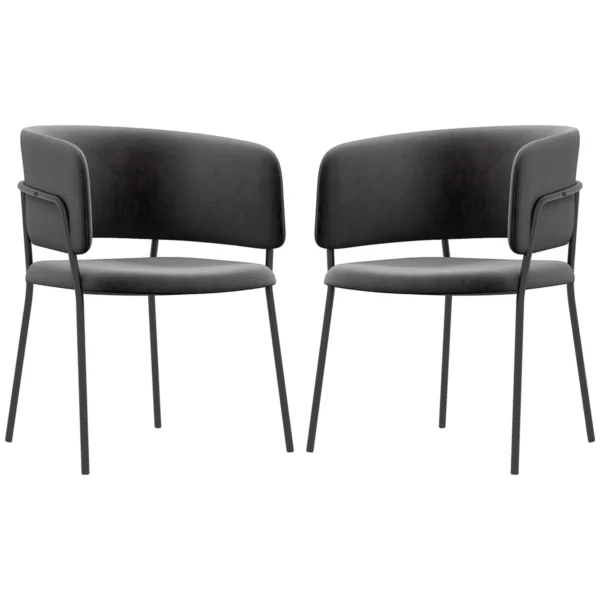 Rinkinys iš 2 valgomojo kėdžių Homcom 57x53x73cm., tamsiai pilkos/juodos spalvos 