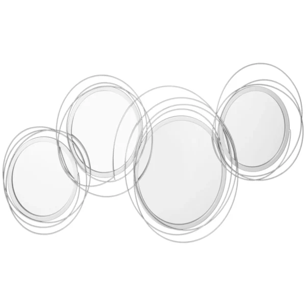 4 dalių veidrodžių komplektas Homcom 107x4x56cm., sidabrinės spalvos 