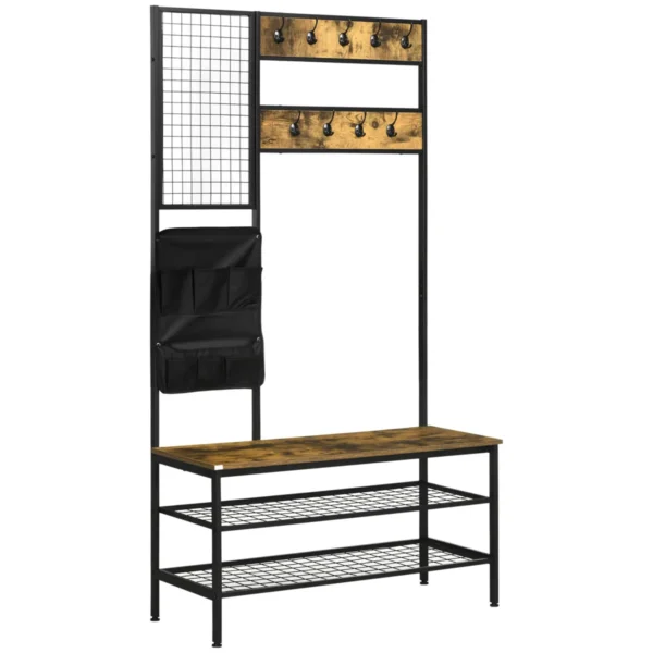 Drabužių kabykla Homcom 100x40x185cm., juodos/šviesiai rudos spalvos