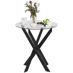 Valgomojo stalas Homcom 70x70x75cm., juodos spalvos 