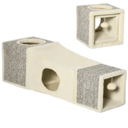 Kačių draskyklė tunelis Pawhut 98x30x30cm., smėlio spalvos