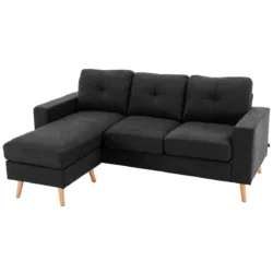 Kampinė sofa Homcom 193x136x85cm., juodos/šviesiai rudos spalvos