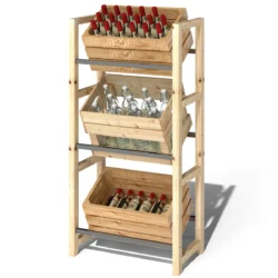 Gėrimų dėžių stovas Outsunny 56x32x112cm., šviesiai rudos spalvo
