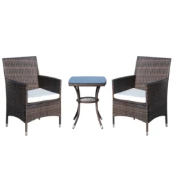 Sodo baldų komplektas iš 3 dalių Bistro, rudos/baltos spalvos