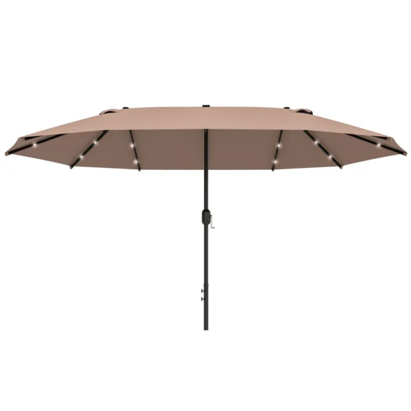 Lauko skėtis Outsunny 256x440x240cm., šviesiai rudos/juodos spalvos