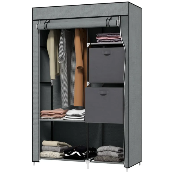 Medžiaginė spinta Homcom 102x42,5x162,5cm., pilkos/juodos spalvos 