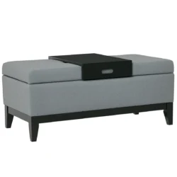 Minkštas suolas su daiktadėže Homcom 107x50x44cm., pilkos/juodos spalvos