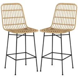 Rinkinys iš 2 baro kėdžių Homcom 45x53,5x105cm., šviesiai rudos/juodos spalvos