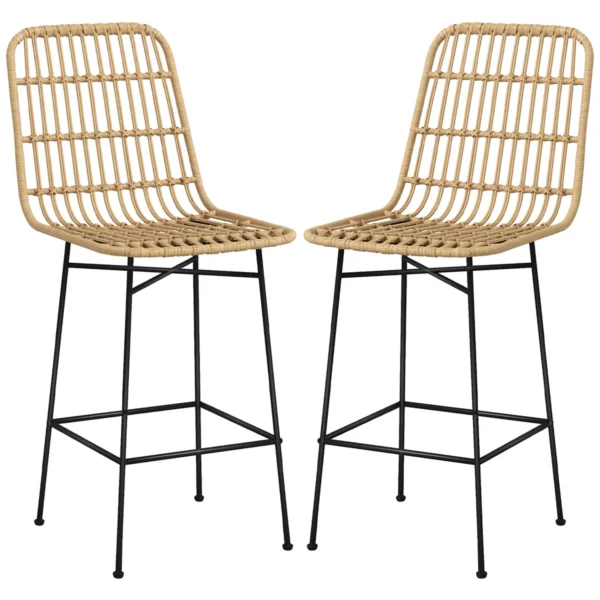 Rinkinys iš 2 baro kėdžių Homcom 45x53,5x105cm., šviesiai rudos/juodos spalvos