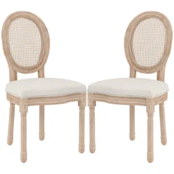 Rinkinys iš 2 valgomojo kėdžių Homcom 48x57x96cm., kreminės/šviesiai rudos spalvos 
