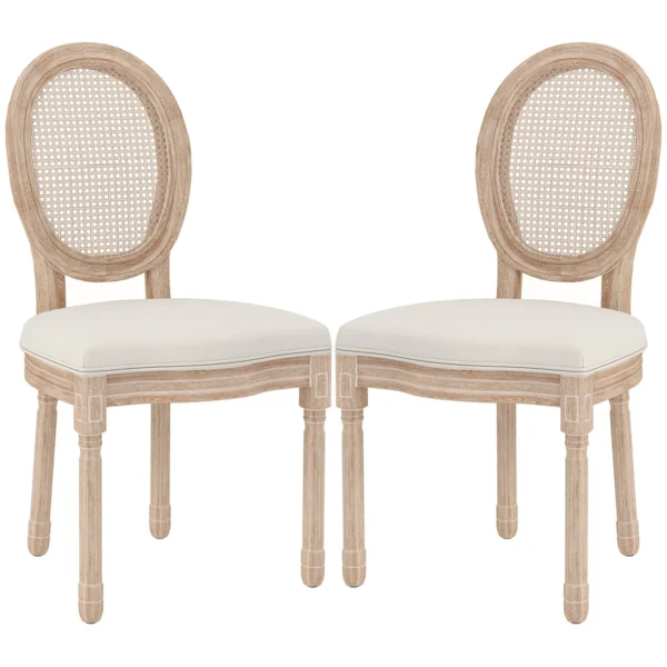 GnBe5919493261241.webp Rinkinys iš 2 valgomojo kėdžių Homcom 48x57x96cm., kreminės/šviesiai rudos spalvos