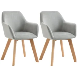 Rinkinys iš 2 valgomojo kėdžių Homcom 54x57x80cm., pilkos/šviesiai rudos spalvos 