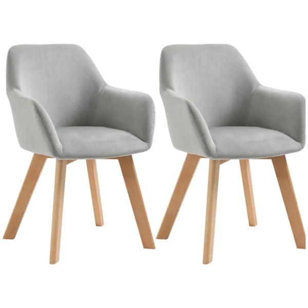 Rinkinys iš 2 valgomojo kėdžių Homcom 54x57x80cm., pilkos/šviesiai rudos spalvos 