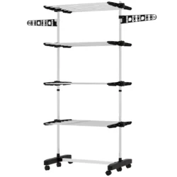 Drabužių džiovyklė Homcom 142x55x172cm., baltos/juodos spalvos