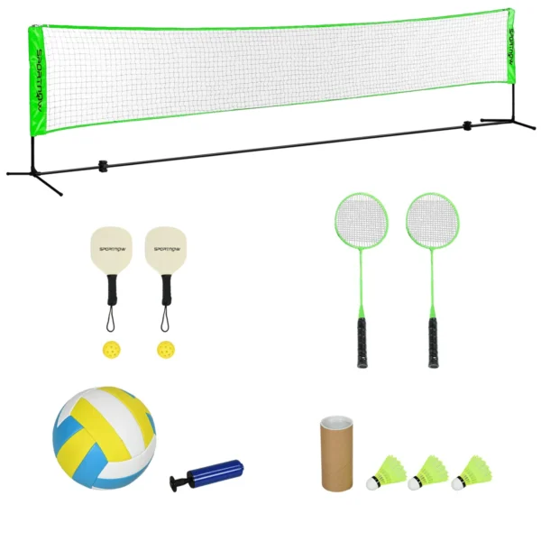 Badmintono tinklas Sportnow 510x103x155cm., juodos/žalios spalvos