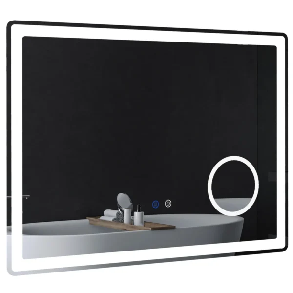 Vonios veidrodis su LED apšvietimu Kleankin 80x3,8x60cm., juodos spalvos
