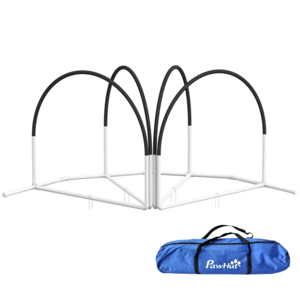 Šunų treniruočių rinkinys iš 4 dalių PawHut 89x69x99cm., baltos/juodos spalvos