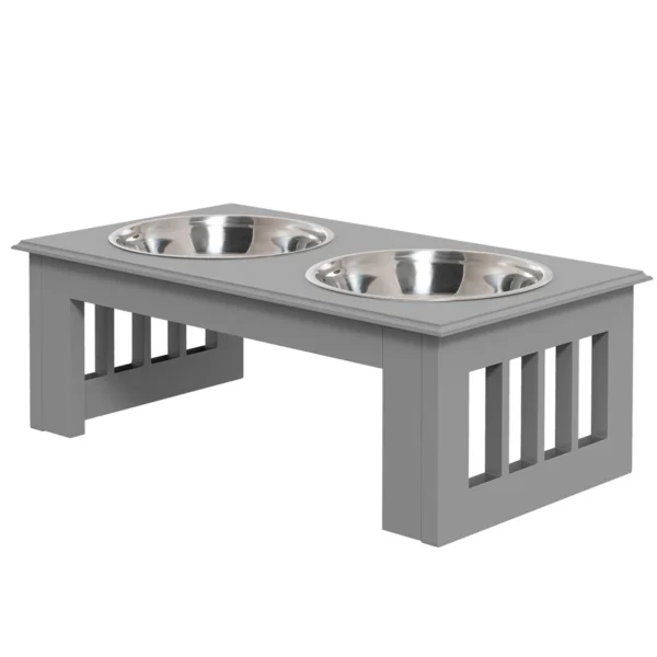 Dubenėliai su stovu PawHut 44x24x15cm., pilkos/sidabrinės spalvos