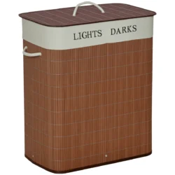 Skalbinių krepšys 100L Homcom 52x32x63cm., rudos/baltos spalvos