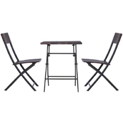 Sodo baldų komplektas iš 3 dalių Outsunny, tamsiai rudos/juodos spalvos