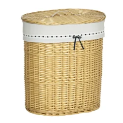 Skalbinių krepšys 100L Homcom 51x38x57cm., šviesiai rudos/baltos spalvos